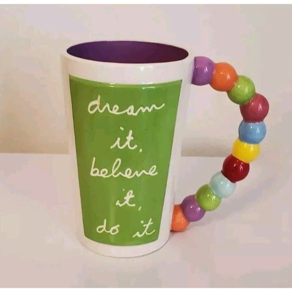 Sandra Magsamen Mug Dream It Believe It Do It Bright Handle Purple Inside 5.25"
